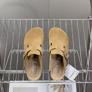 Birkenstock Boston Brown Suede Clogs Mules Sandals Women Man Shoes